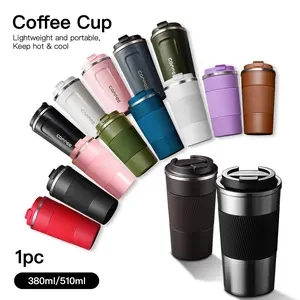 1pc 380ML/510ML Vacuum Insulated Coffee Cup Tumbler, Leakproof Tumbler, Leak-Proof Dual-Layer Stainless Steel Reusable Thermos, High-Quality Gift for Coffee Lovers