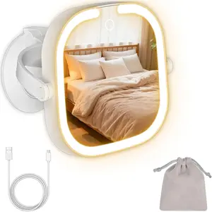 30X Magnifying Makeup Mirror with Light, Square Lighted  Mirror with 3 Color Lighting Modes, Dual-Sided 1X/30X, Suction Cup Wall Mounted, Rechargeable, 360? Rotation, Portable