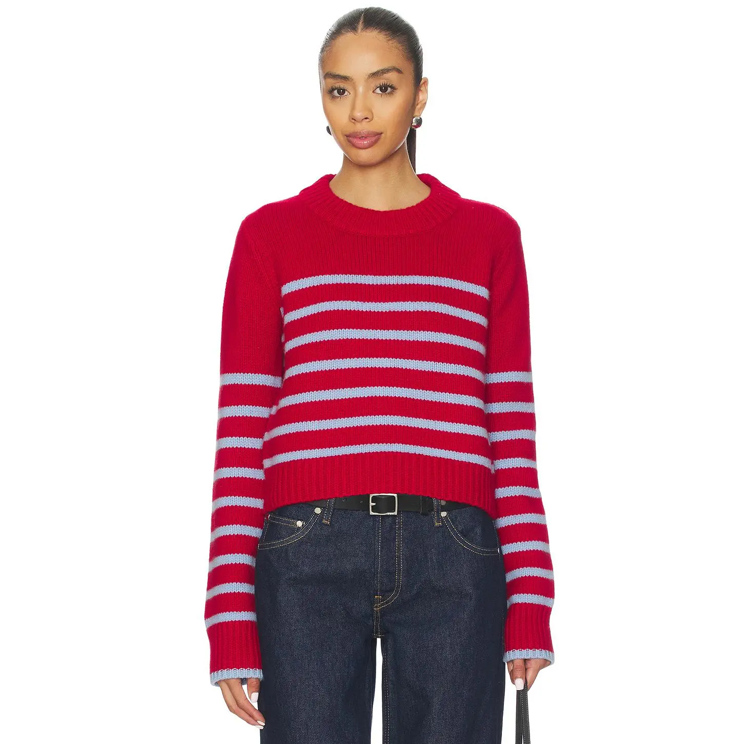 La Ligne Mini Marin Sweater in Dark Red & Light Blue