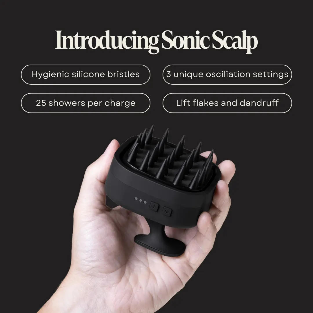 Black Wolf Sonic Scalp Scrubber - 25 Silicone Bristles, 3 Vibration Settings, Deep Clean & Stimulate Hair Follicles, Smooth & Soften Skin, Water-Resistant & Rechargeable