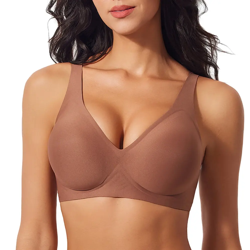 EssElegance Seamless, Wire-Free Push-Up Style with Back Smoothing Shapewear. Unlined, Breathable Comfort for Daily Wear, Livestream, & Bling Events.  women zip front nonslip yoga sport sexy non-p