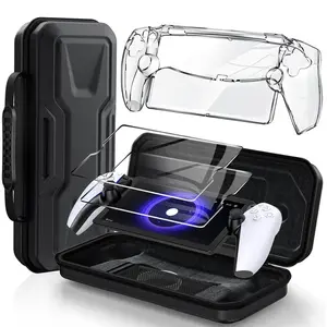 Accessories Bundle for  Portal, EVA Carrying Case for PS5 Portal, 2 Pack HD Tempered Screen Protector and Hard Full Clear  Cover for Ps Portal Accessory