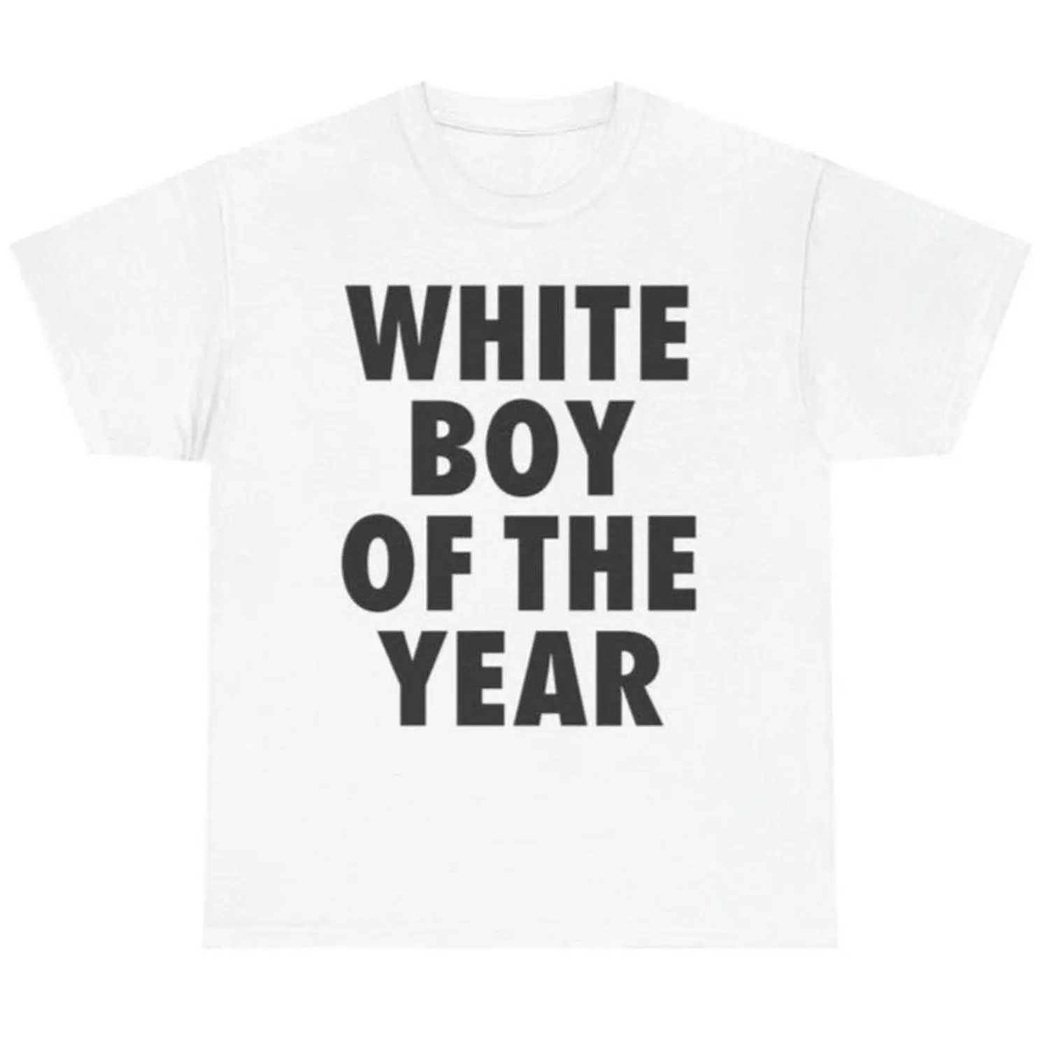 Men's "White Boy Of The Year" Oversized Streetwear T-Shirt - 100% Cotton Classic Short Sleeve, Casual Trendy Menswear Viral Meme Graphic Tee (S-XXXXXL) Cargo Pants Jeans