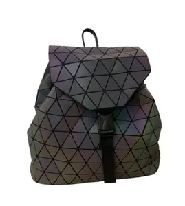212 MAIN Luminous Geometric Backpack (Model 3402-9 APC Mollie) - Polyester Material, Adjustable Shoulder Straps, Flap Drawstring Closure with Snap Buckle, Interior Compartment