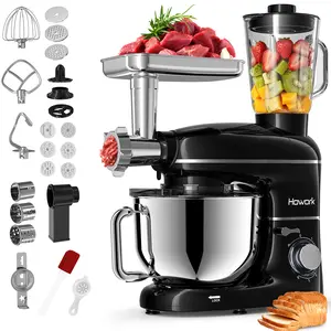 HOWORK 6.5QT 8-in-1 Multifunctional Stand Mixer | 660W 6-Speed 6.5QT Kitchen Mixer with Meat Grinder, Blender & Pasta/Cookie Maker | Perfect for Home Cooks