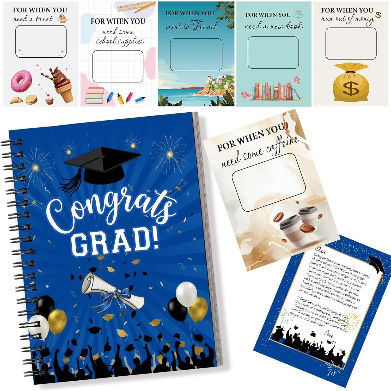 College Gift Card Book, 7 x 5 Inch Graduation Gift Card Book, 2026 College Survival Booklet Organizer, Leaving Home High University School, Package Cash Holder