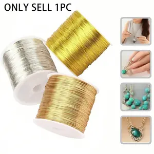 100M/Roll Gold Silver Color Metal Wire,High-Quality Stainless Steel Jewelry Wire,Non-Fading, Non-Rusting, High-Color Fastness, Durable, For Bracelet Necklace DIY Colorfast Beading Wire,Jewelry Cord,String Handcraft Making