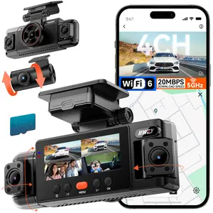IIWEY N6 360° Dash Cam 4 Channel 5.8G WiFi-6 20MB/s with App 128GB Card FHD Front & Rear 8 IR Lights Night Vision GPS 24/7 Parking Mode G-Sensor for Car fathersdaygift