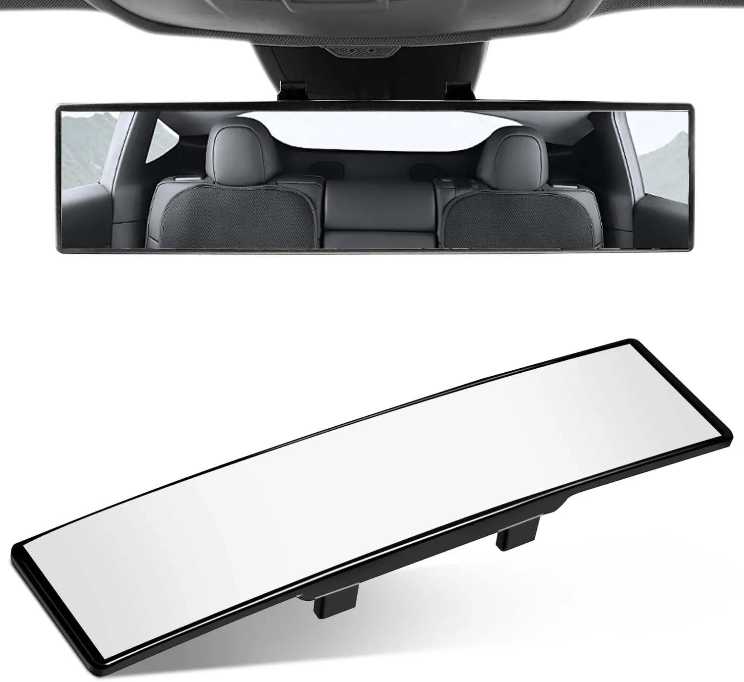 Universal 11.81 Inch Car rear view mirror with HD Glass, Anti-Glare interior clip-on wide angle Panoramic Wide Angle Accessories for Car SUV Trucks car suv car  visor