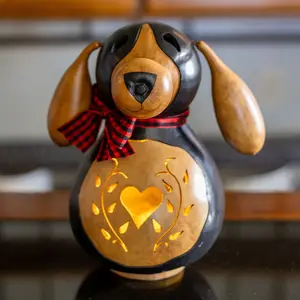 Hand-Crafted Gourd - Hudson Dog - Medium Lit - Animal Decor