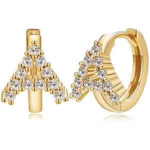 Letter Cubic Zirconia Huggie Earrings Tiny Earrings Small Huggie Hoop Earrings Simple Lightweight Hoops Gift for Women