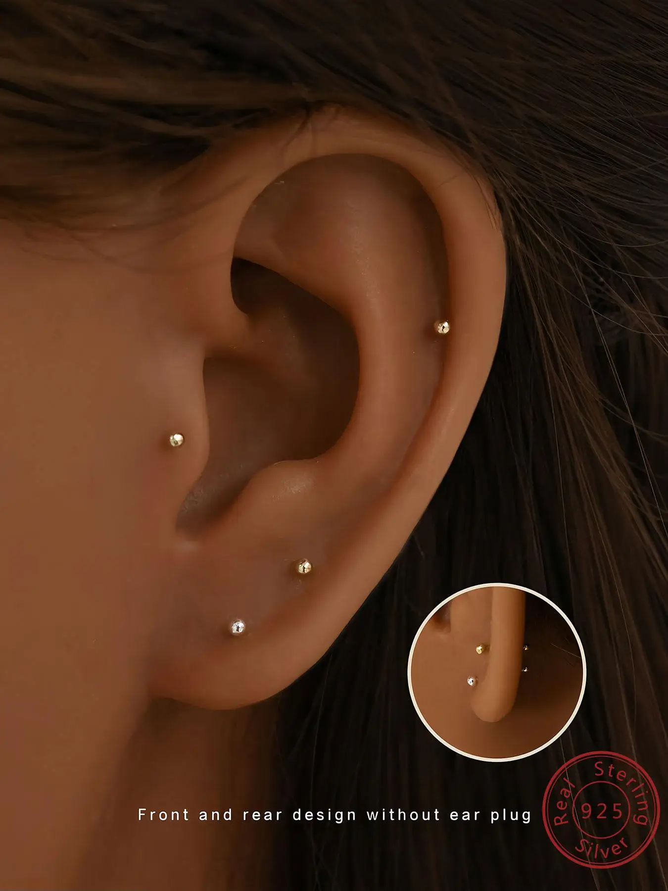 925 Sterling Silver Minimalist Studs Earrings, Fashionable Earrings for Women & Girls, Trendy All-match & Exquisite Jewelry for Birthday Gift