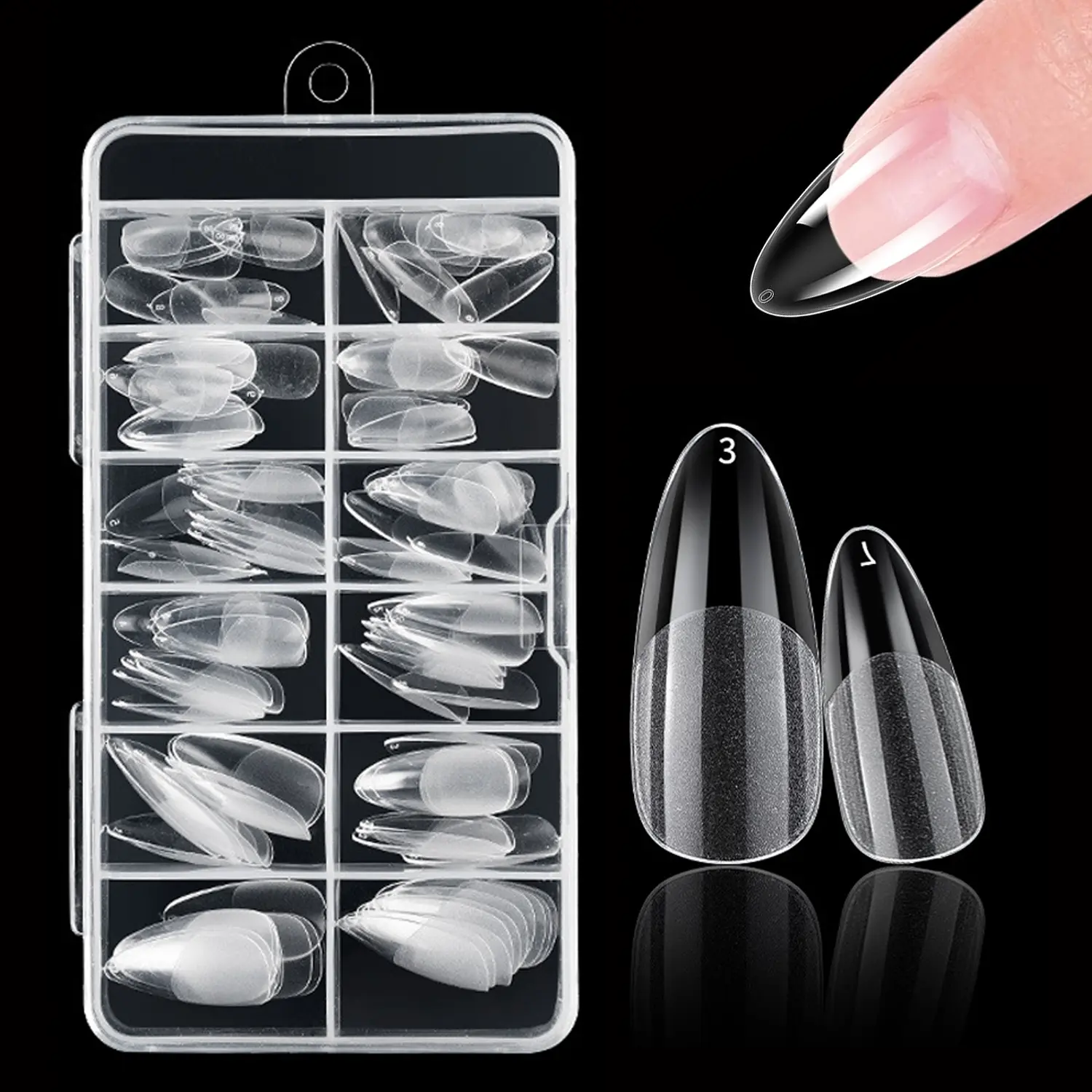 120Pcs Medium Almond Nail Tips, False Nails Tips, 12 Sizes Gel Nail Tips Almond Shape, Pre-file Soft Gel Nails Tips Clear Fake Nails Full Cover Nails Tips for Nail Extensions DIY Salon Nail Art Supplies