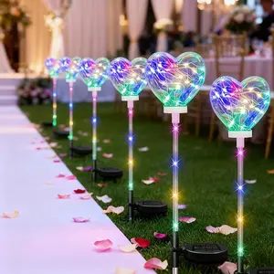 Solar Heart Shaped LED Ground Lamp, Solar Pathway Lights, Toggle Switch Control, 12 Hour Long Battery Life, Perfect for Garden, Villa, Pathway, Lawn, Christmas Decor