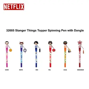 L-1PC Netflix Officially Licensed Stranger Things 7-Character Random One Blind Box Pens 3D Topper Spinning Stationery Halloween Christmas Gift for Desk Decoration