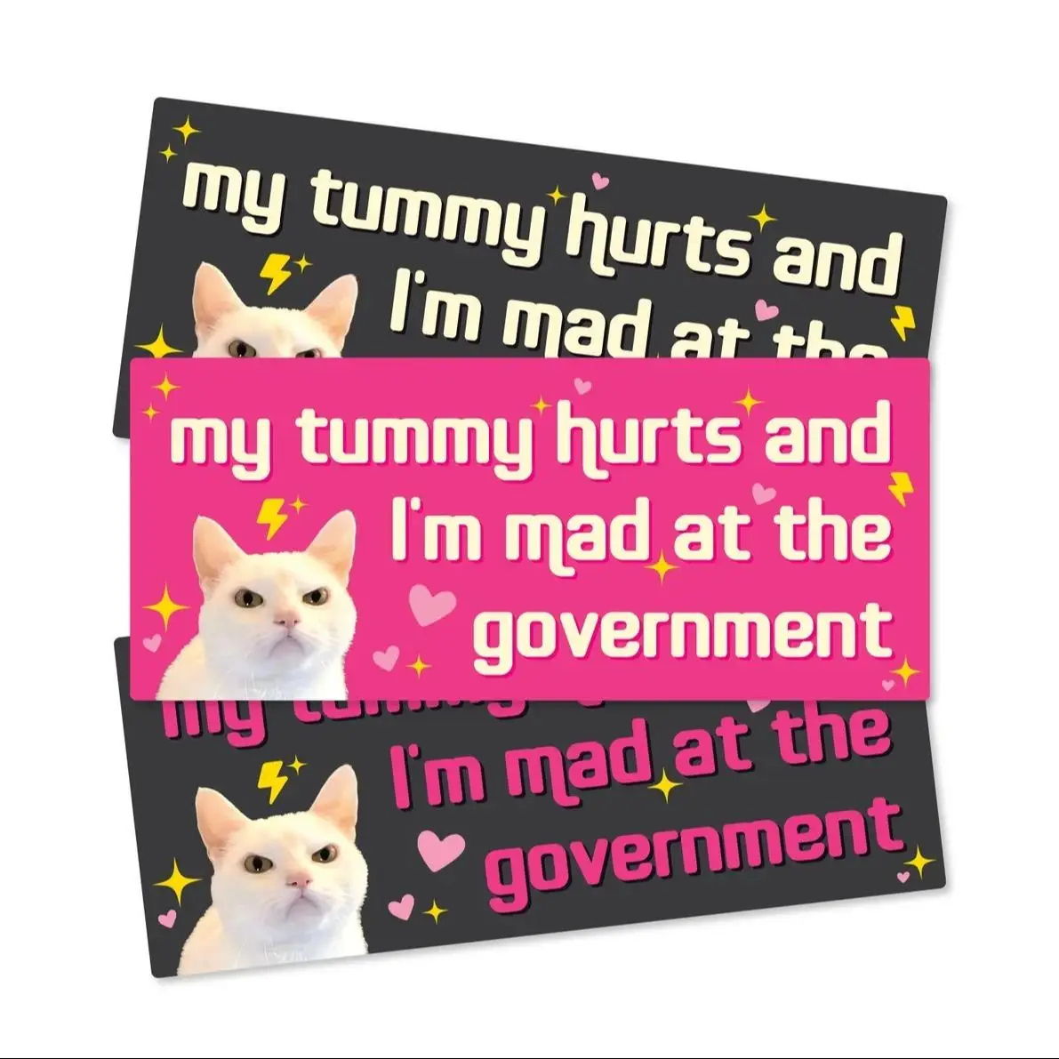 My Tummy Hurts and I'm Mad at The Government Car Sticker, 1 Count Waterproof Vinyl Bumper Sticker, Funny Car Decals for Car, Auto, Motorcar, Windows,