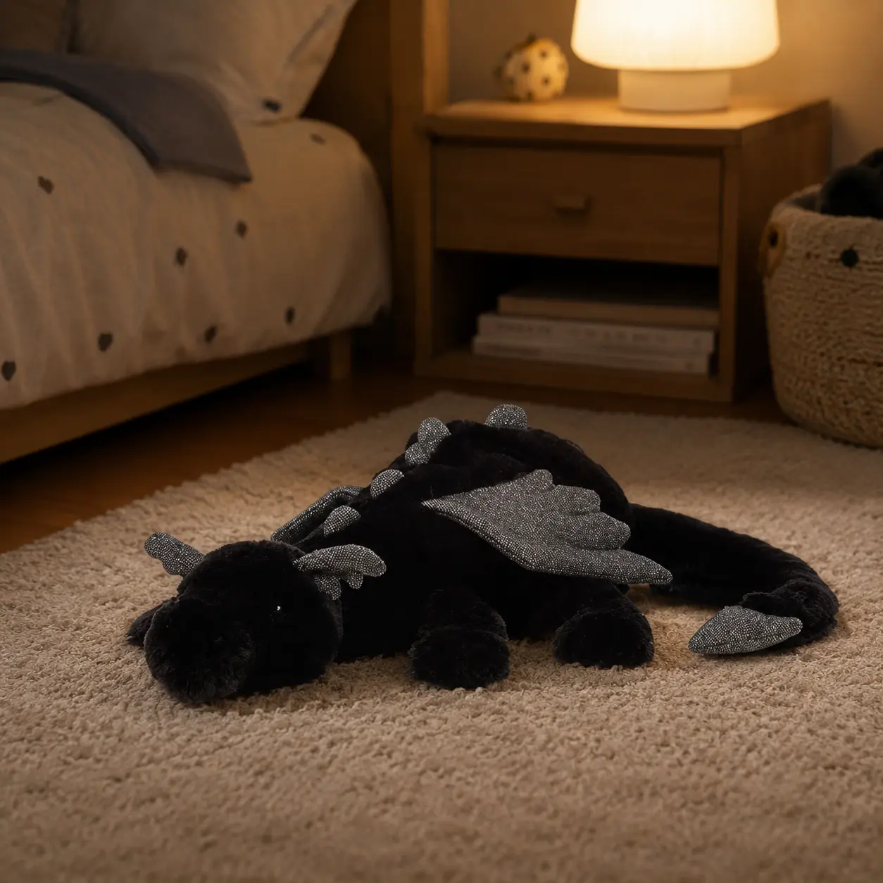 Onyx Dragon Stuffed Animal, Mythical Plush Toy, Onyx Dragon Soft Plush Toy