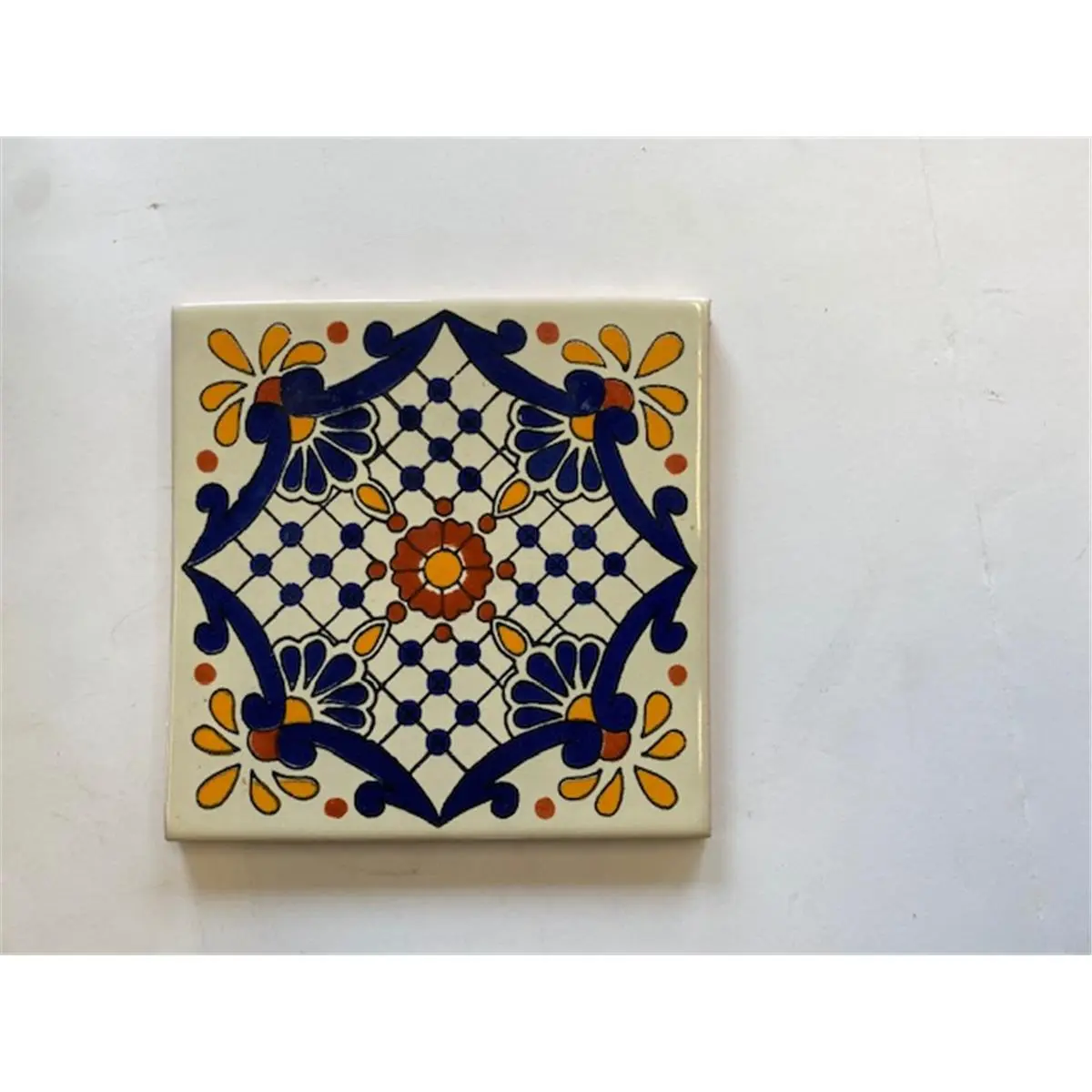 212 MAIN Hand-Glazed Natural Clay Mexican Decorative Talavera Tiles (6x6 in., Pack of 4) - Residential Indoor-Outdoor Flooring, True Color Variation (L117)