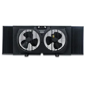 BLACK+DECKER 9" Dual Window Fan with 2 Speed Settings, Twin Fan Heads with Mechanical Dial Control, Removable Legs, For Sliding Windows up to 33” W with Accordion Expanders, BFW9MB, Black