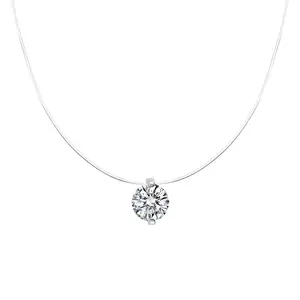 Invisible Floating Crystal Necklace for Women |   Minimalist Sparkly CZ Pendant Choker |   Elegant Clear Stone Chain |   Dainty Gift Jewelry |   TikTok Viral Clean Girl Aesthetic