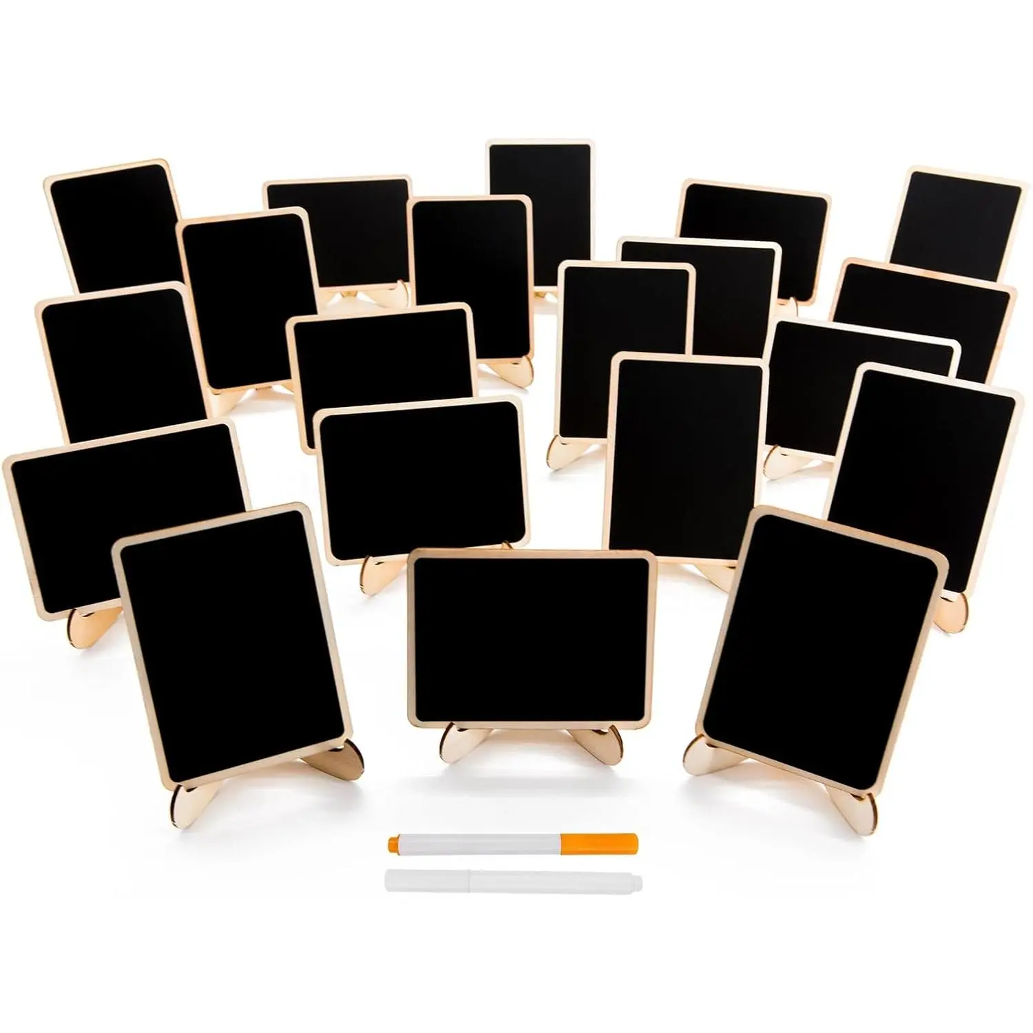 20-Pack Mini Chalkboard Signs Kit - 4"x3" Foldable Rectangle Place Cards with Sturdy Material Support Easels, Eraser, Easily Disassemble and Store Office Stationery for Weddings, Kitchen Use