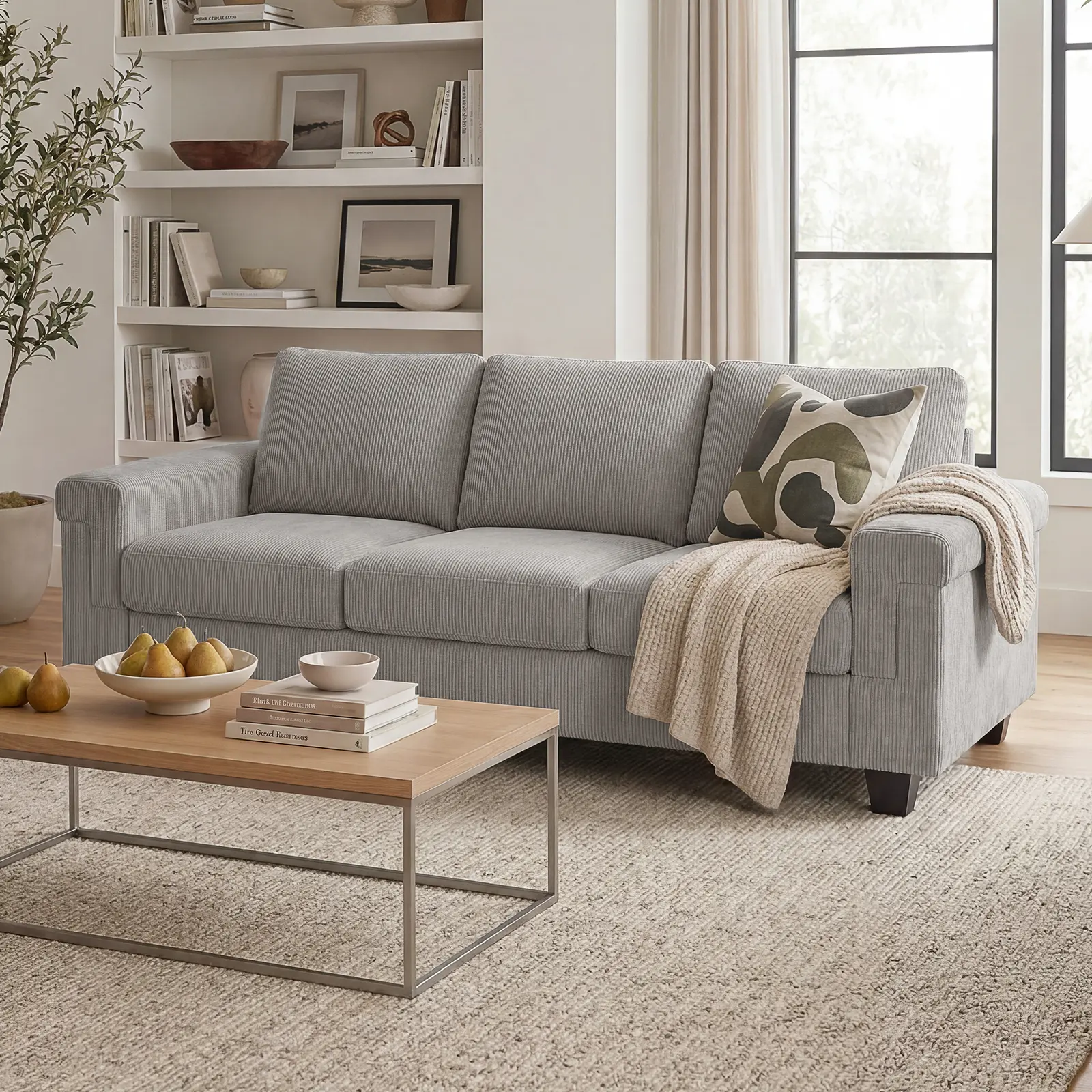90" Modern Upholstered Sofa, 3-Seater Couch