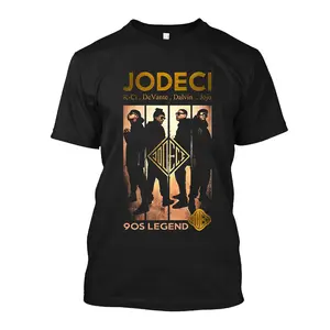 Men's Short-Sleeve 90s Jodeci Legend Tshirt - 100% Cotton Stretch Fabric, All-Over Print Vintage R&B Band Graphic Top, Round Neck, Regular Fit, Glossy Finish, Machine Washable, Dry Clean Safe, All Seasons, Ideal for Music Festivals, Streetwear