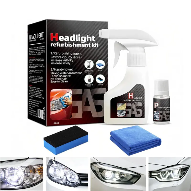 Headlight Restoration Kit Cleaner Restorer: Car Wipes Headlamps Oxidized & Yellowed Lens Repair with Protective Coating - Clear Bright Headlights for Trucks Motorcycless detergent polishing set