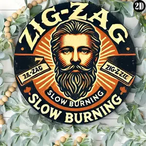 Vintage Zig Zag 8 Inch Aluminum Round Wall Art Sign for Home and Office Decor Durable Indoor Outdoor Living Room Metal Art