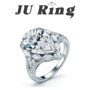 # 19 D4  (Pear Cut) 10*14mm 6 ct S925 Sterling Silver Lab-Grown Moissanite VVS1 D Main Ring Gifts for Women Gifts Stacks Engagement Wedding Rings Bridal Rings