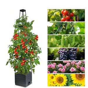 Tomato Planting Box Set, Self-Watering Tomato Cage with Trellis, Garden Obelisk Trellis, Climbing Plants Container, Automatic Plants Watering, Vertical Planter Tower, Garden & Yard Use, Indoor/outdoor