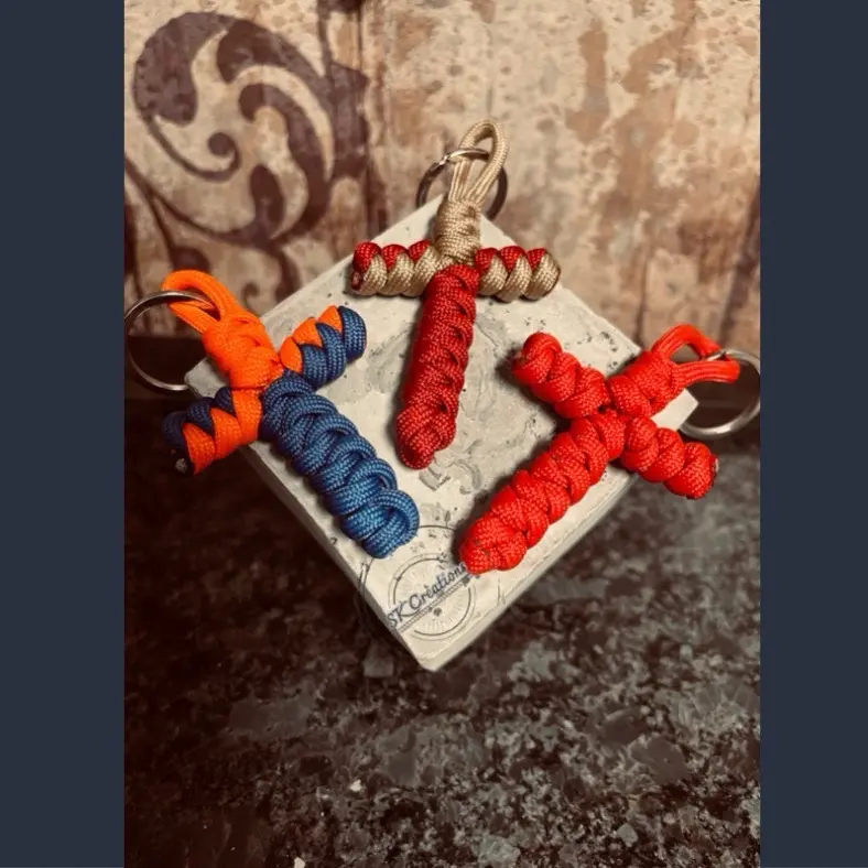 550 Paracord Cross Keychain for Durability and Style