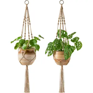 2 Pack Macrame Plant Hangers Indoor Hanging Planter Basket Decorative Flower Pot Holder Jute Rope  No Brand