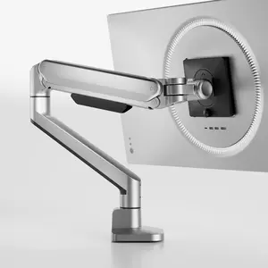 monTEK Deluxe Aluminum Monitor Arm with USB A/C for 17 to 40 Inch Curved Screens Fully Adjustable Single Monitor Arm with Clamp/Grommet, Quick Release Plate, Cable Management, VESA 75/100