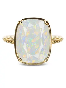 Sterling Silver Elongated Cushion Opal Cocktail Ring