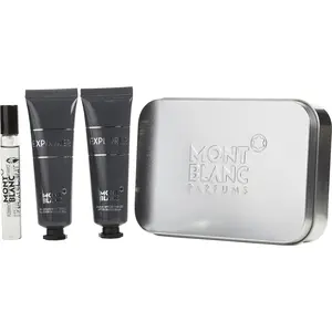 Mont Blanc Explorer Set-Eau De Parfum 0.25 Oz Mini & Aftershave Balm 1 Oz & Shower Gel 1 Oz & Travel Pouch For Men