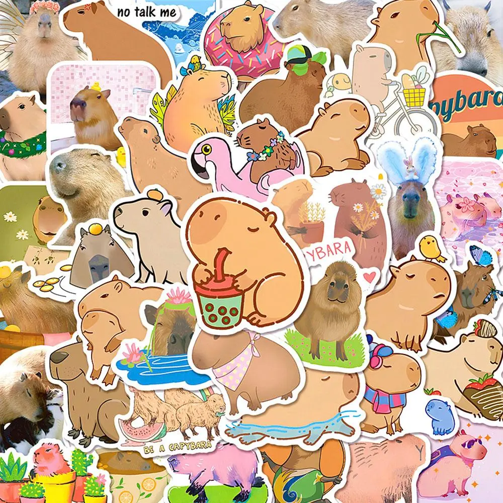 Capybara Series Graffiti Stickers, 50pcs/set Waterproof Self Adhesive Decorative Sticker, DIY Decals for Gift Greeting Card Water Bottle Laptop Phone