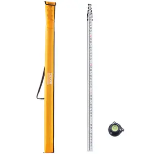 VEVOR Aluminum Grade Rod,  25-Feet/10ths 6 Sections Telescopic Measuring Rod,Double-Sided Scale 1/10ft Leveling Rod Stick,Aluminum Alloy Survey Rod w/ Bubble Level &Carrying Bag for Houses,Walls,Floors