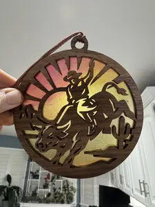 Bull Rider Suncatcher for Sunny Window