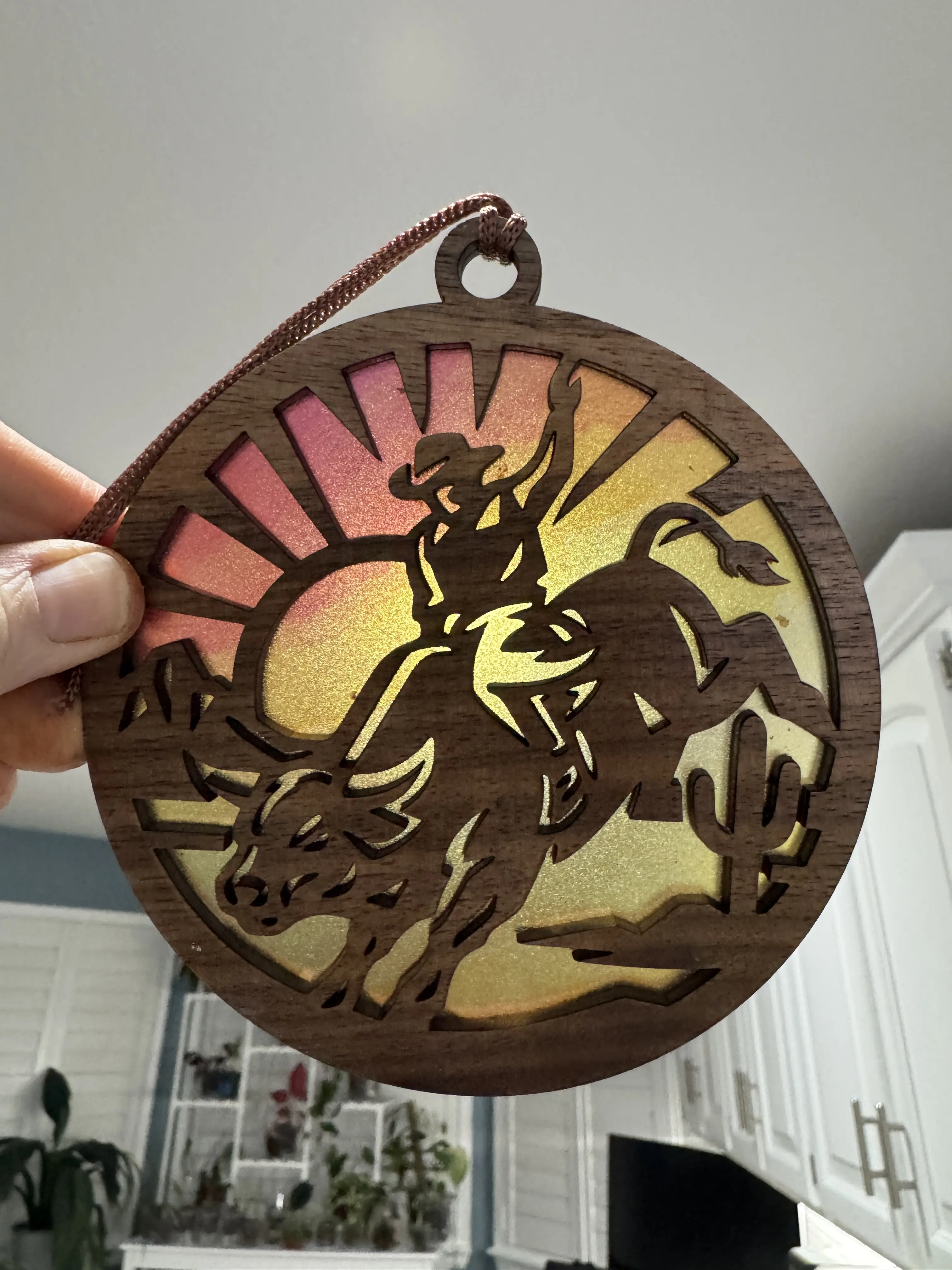 Bull Rider Suncatcher for Sunny Window