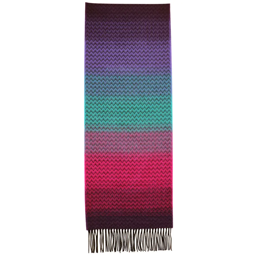 Modest Fashion Soft Acrylic Winter Pashmina Scarf - Generous Size 66x12in, 3in Fringe, Cozy Cold-Weather Hijab Accessory (Chevron, Navy, Purple, Mauve)