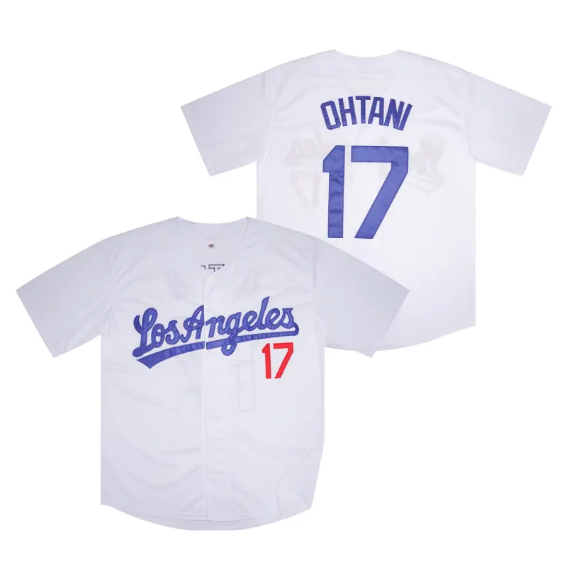 Men's baseball jersey #17 Letter & Figure Patched Button Front Baseball Jersey; Casual Loose Short Sleeve V Neck Baseball Top for Fall & Winter