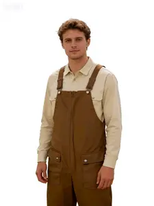 European and American retro men's work overalls with suspenders, a new loose and casual style for spring and autumn. The shoulder straps are adjustable, with a front-length design. It is wear-resistant and durable, and can easily handle various jobs.