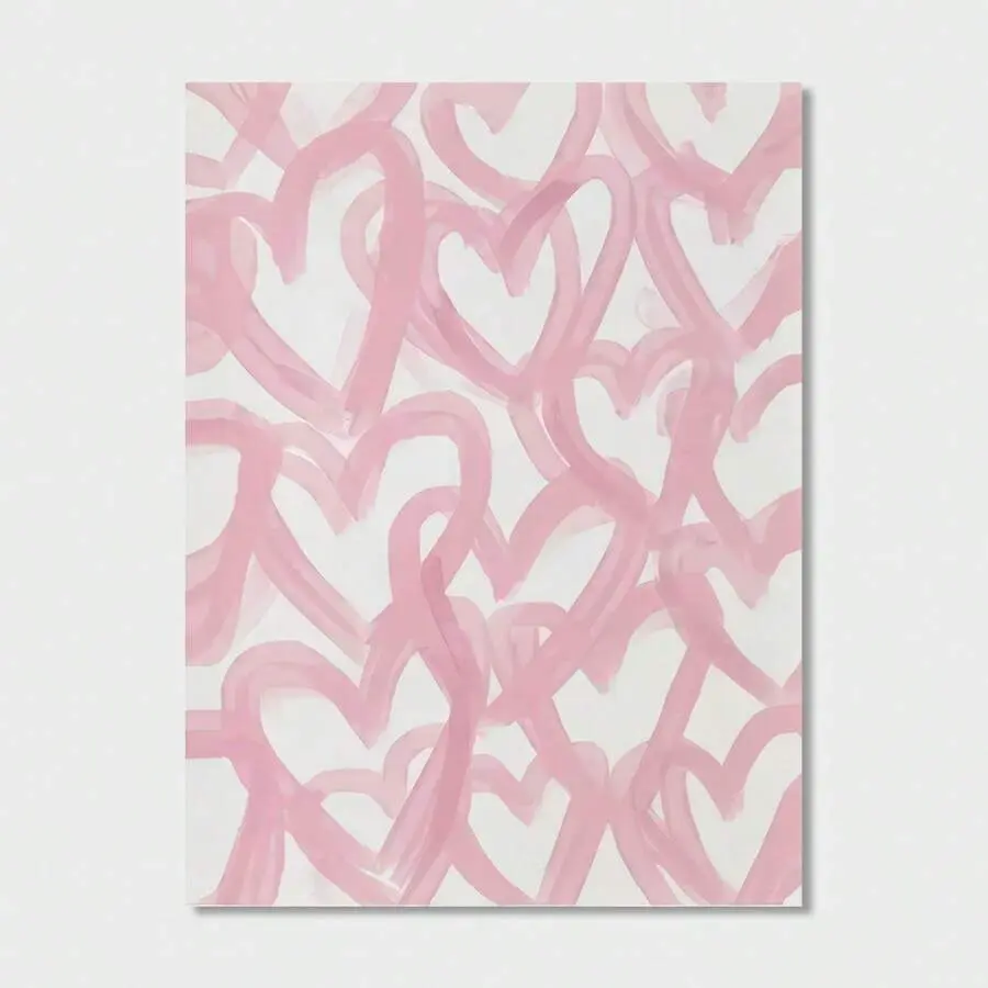 1pc Fashionable Pink Heart Canvas Art Set - Ideal For Girls' Bedroom And Nursery Decor, Stylish Heart Wall Sticker, Valentine's Day Gift, Frameless