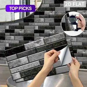 3D Effect Brick Wall Texture Sticker, 1 Set Self Adhesive Tile Sticker, Removable Background Wall Sticker for Home Kitchen Living Room Bedroom, Home Decorations, Home Items, Interior, Marble Backsplash Wallpaper