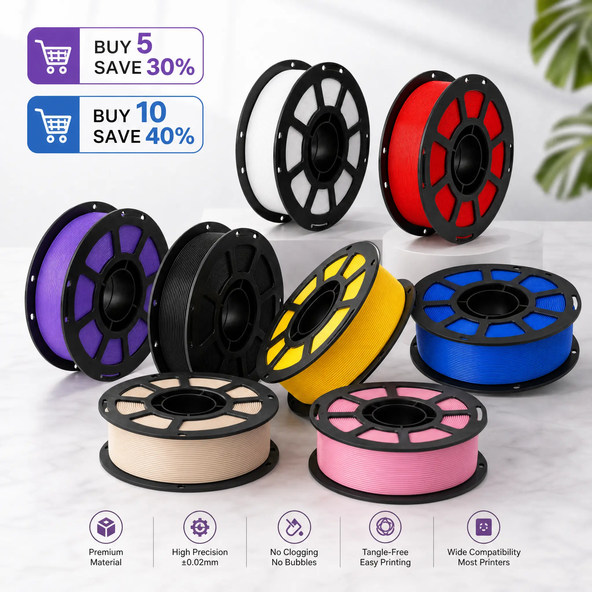 Miailuy 3D Printer Filament, 1.75mm 1kg PETG Spool, Tangle-Free, Clog-Free, Low Warping, Durable for Molds, Functional Prototypes, Large-Scale Models, High FDM Printer Compatibility, Easy Printing for Experienced Makers, End-Use Parts, Fdm Printers