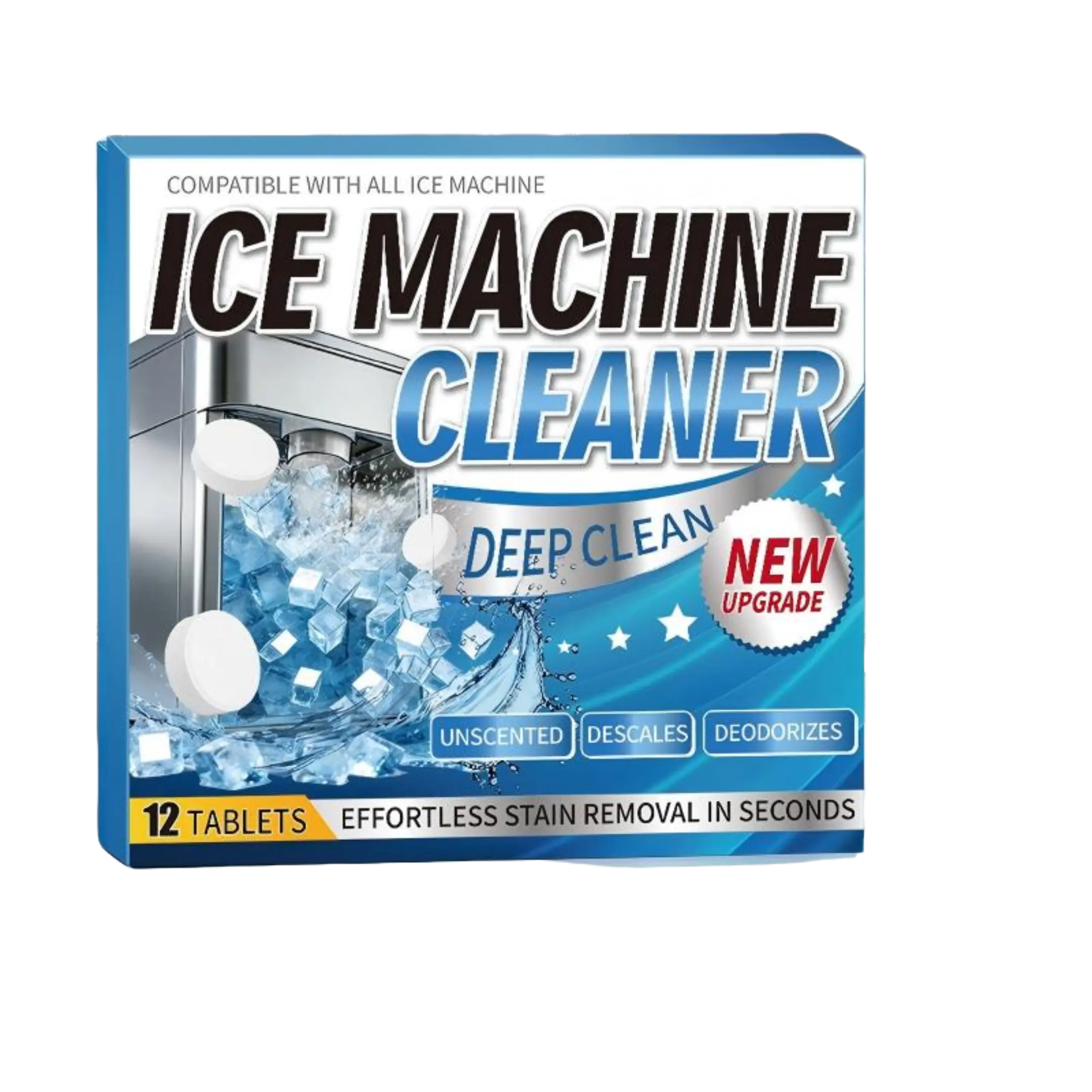12/24/36-Pack Great Value Nickel Safe Food Grade Stainless Household Cleaning Kit - 12 Ice Machine Cleaner Tablets & Descaler, Natural Enzyme Pest Spray, Citric Acid Dishwasher Descaler, Drain Opener, Diatomaceous Earth, Deodorizing Mop Soap, Commercial,