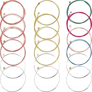 3 Sets of 6 Acoustic Guitar Strings Replacement Steel String for Acoustic Guitar (1 Brass Set, 1 Copper Set and 1 Multicolor Set)