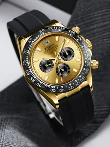 New Luxury Business Men's Watch, Modern Fashionable Wristwatch, Analog Round Face, Waterproof Silicone Strap, Fashion Casual Quartz Movement, Perfect Gift Choice, Modern Waterproof Watch