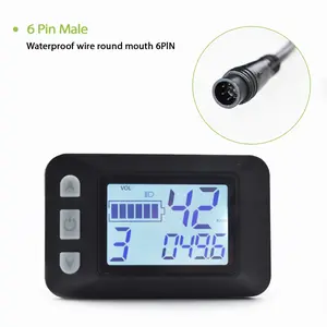 P9 6pin Electric Bicycle Wired LCD Display, Multifunctional Waterproof Screen with Speedometer, Odometer, Battery Indicator